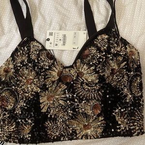 Pearl Sequin Bustier Top